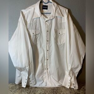 Wrangler snap button white long sleeve shirt